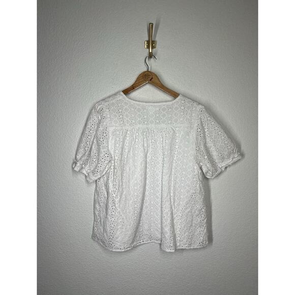 Draper James White Eyelet V- Neck Top Size XXL - Picture 5 of 5